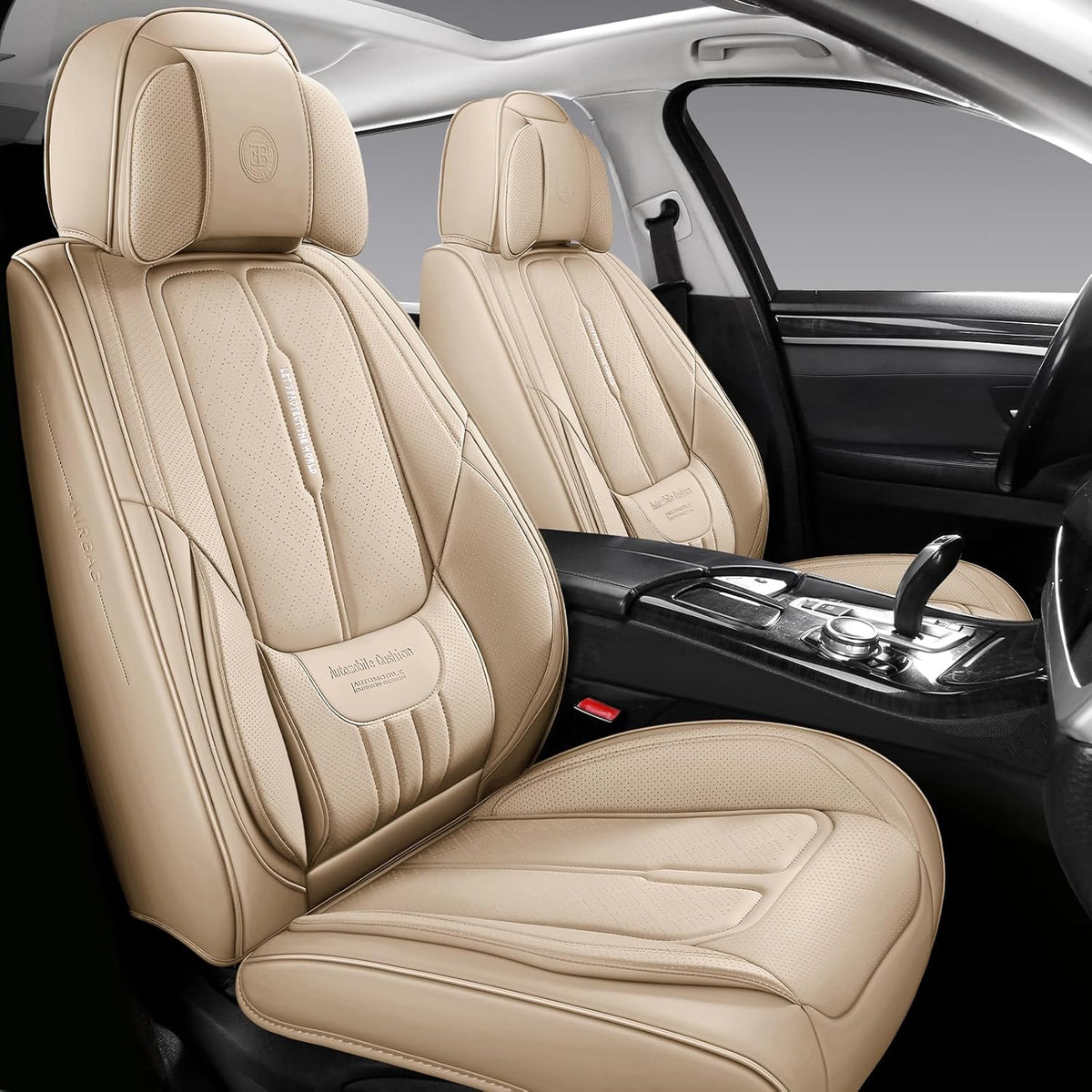 NS YOLO Universal Fit Premium Beige Leather 5-Seats Car Seat Covers