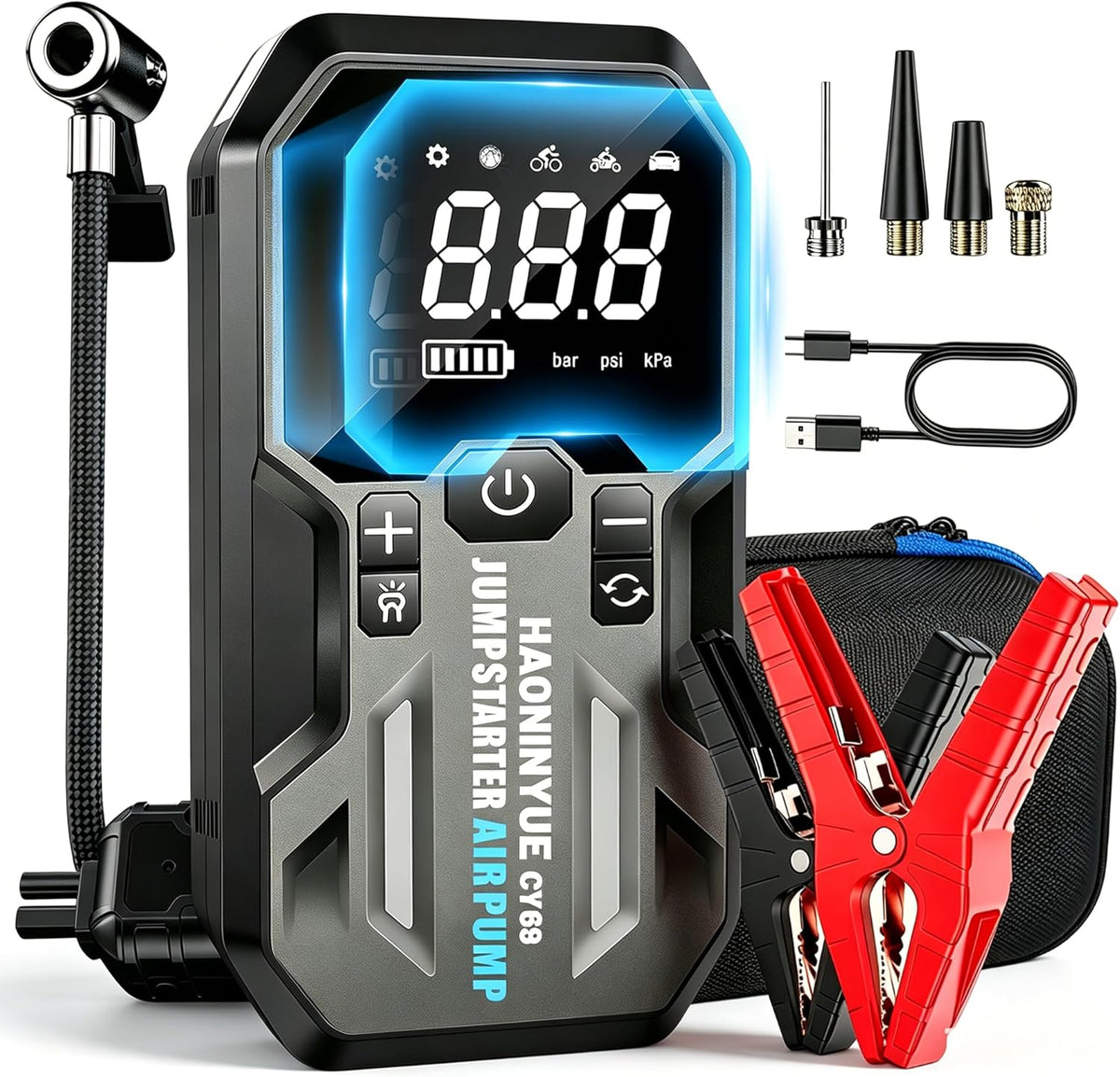 Portable Jump Starter,12V Car Battery Jumper Starter Portable with 88.8Wh Quick Charger,LED Display,14000mAh Booster Jump Box Pack (10L Gas 8.0L Diesel Engine)