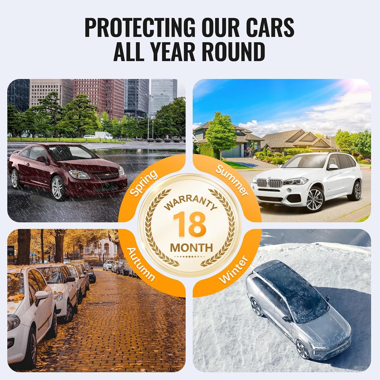 30 Layers SUV Car Cover for Automobiles All Weather Waterproof, Outdoor Snowproof UV Protection Windproof, Door Zipper, Soft Cotton, Heavy Duty Universal Car Covers, (Black, Fit SUV 171"-180")