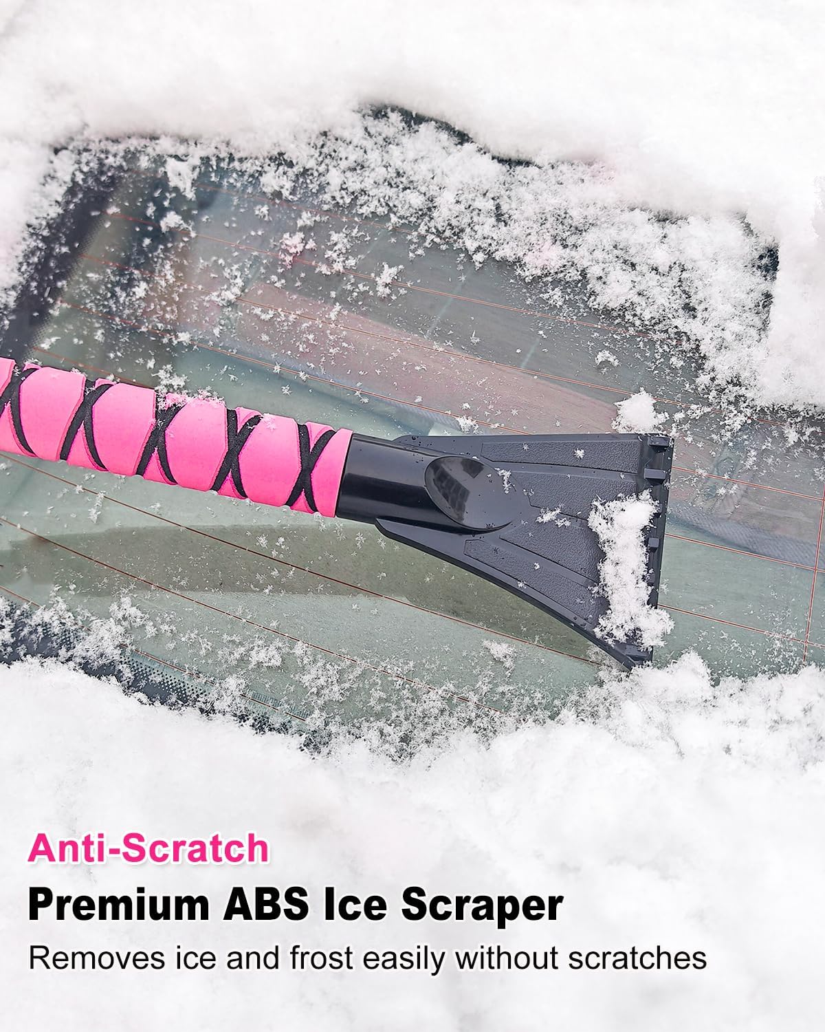 HEEYA 12.6 Inch Large Brush Head with Ice Scraper, Snow Scraper - Pink