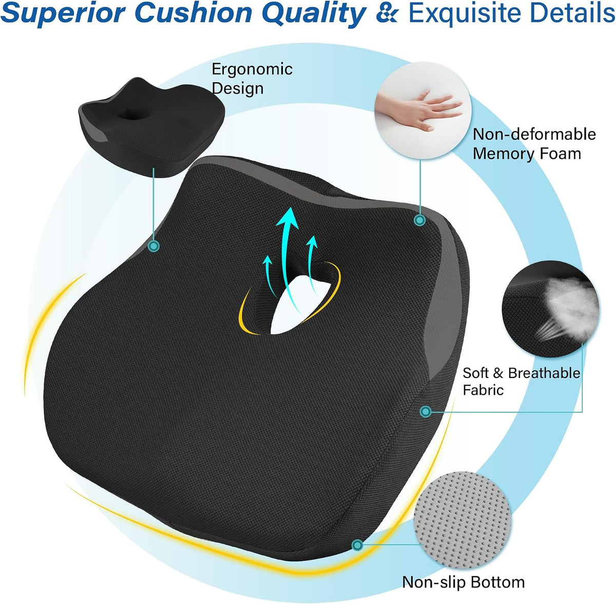 Allaboutsla Car Seat Cushion for Driving, Car Seat Pillow for Short Drivers