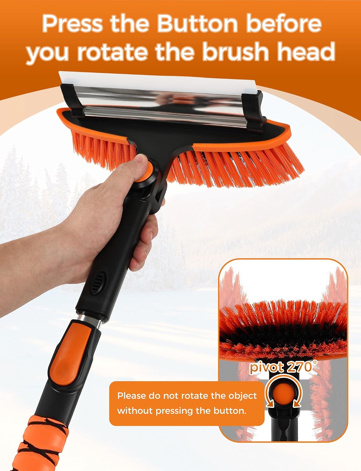41" Extendable Ice Scrapers for Car Windshield 2-in-1 Snow Brush for Car Snow Scraper for Car Snow Scraper and Drush with Ergonomic Foam Grip for Cars, Trucks, SUVs with 360� Pivoting Brush Head