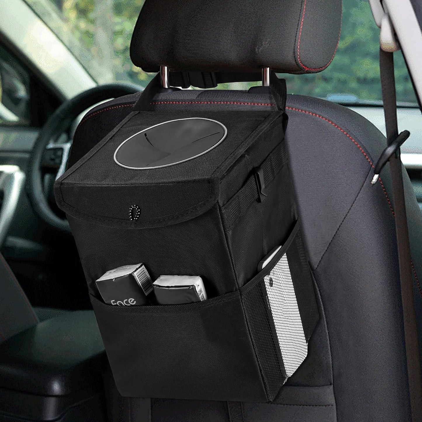 XHRING Car Trash Garbage Can for Jeep Wrangler JL JK Gladiator Renegade Cherokee Compass Grand Cherokee Wagoneer L Liberty Patriot Rubicon Sahara 4XE Sport S Mojave X JKU Accessories 2000-2025 2026