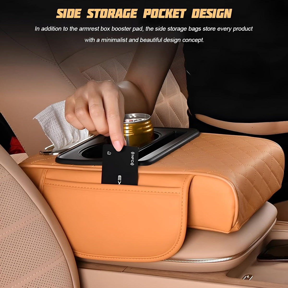 Zpana 4 in 1 Car Center Console Armrest Pillow, Memory Foam, Brown