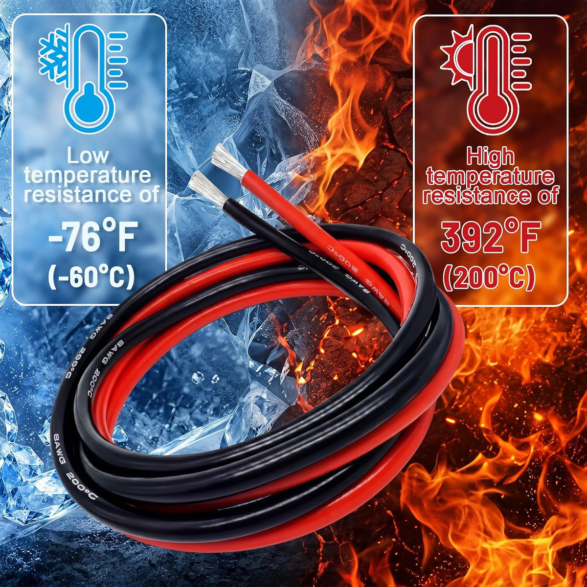 Tallew 4 Pcs Jumper Cables for Car with Adapter Compatible with Dewalt 20v Batteries 8AWG 2FT Silicone Wire Automotive Booster Cables for Jump Car Starting Tool Battery, Temperature Resistance 392℉