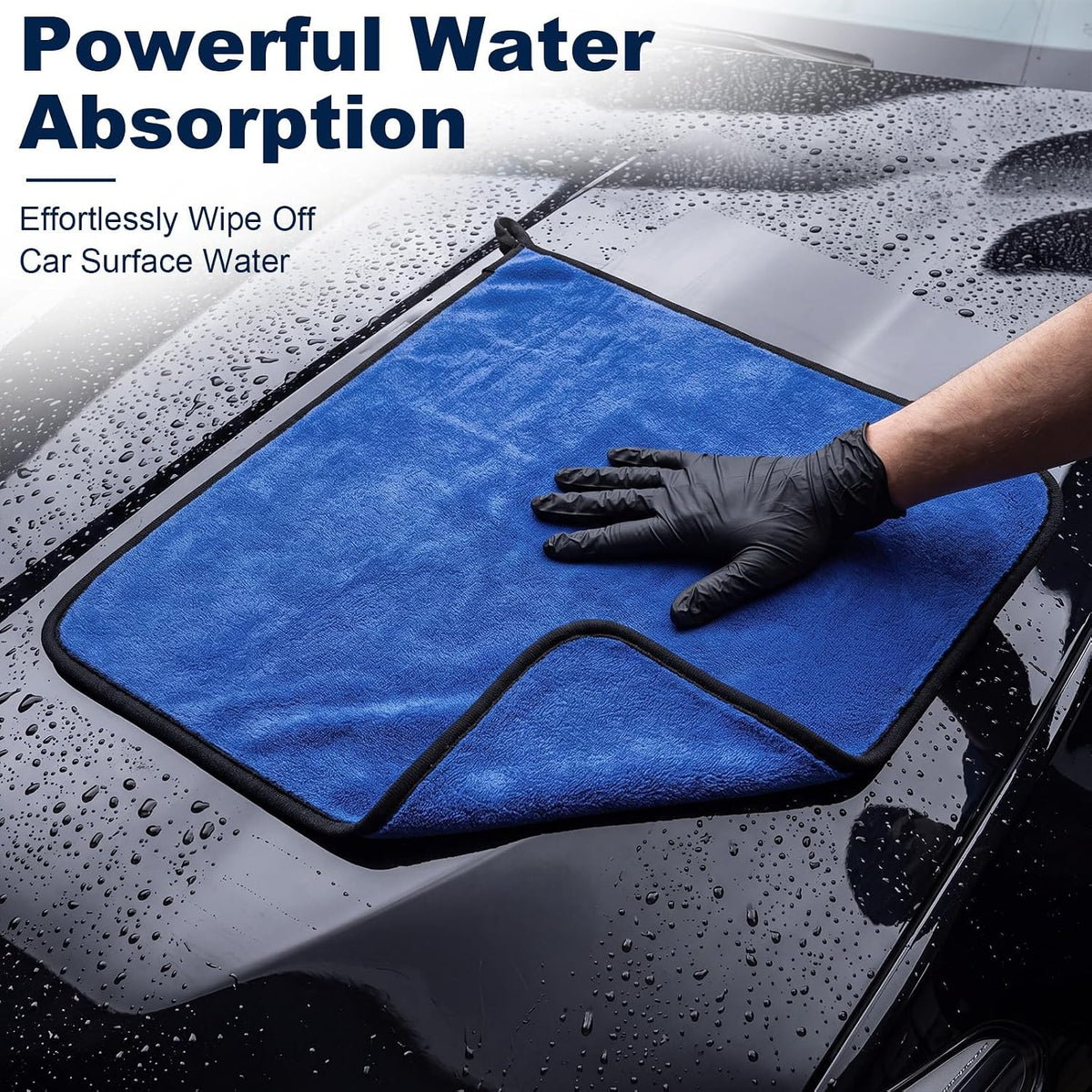 Nuenen 20 Pcs Microfiber Car Drying Towels 800 GSM Thick Plush, Blue