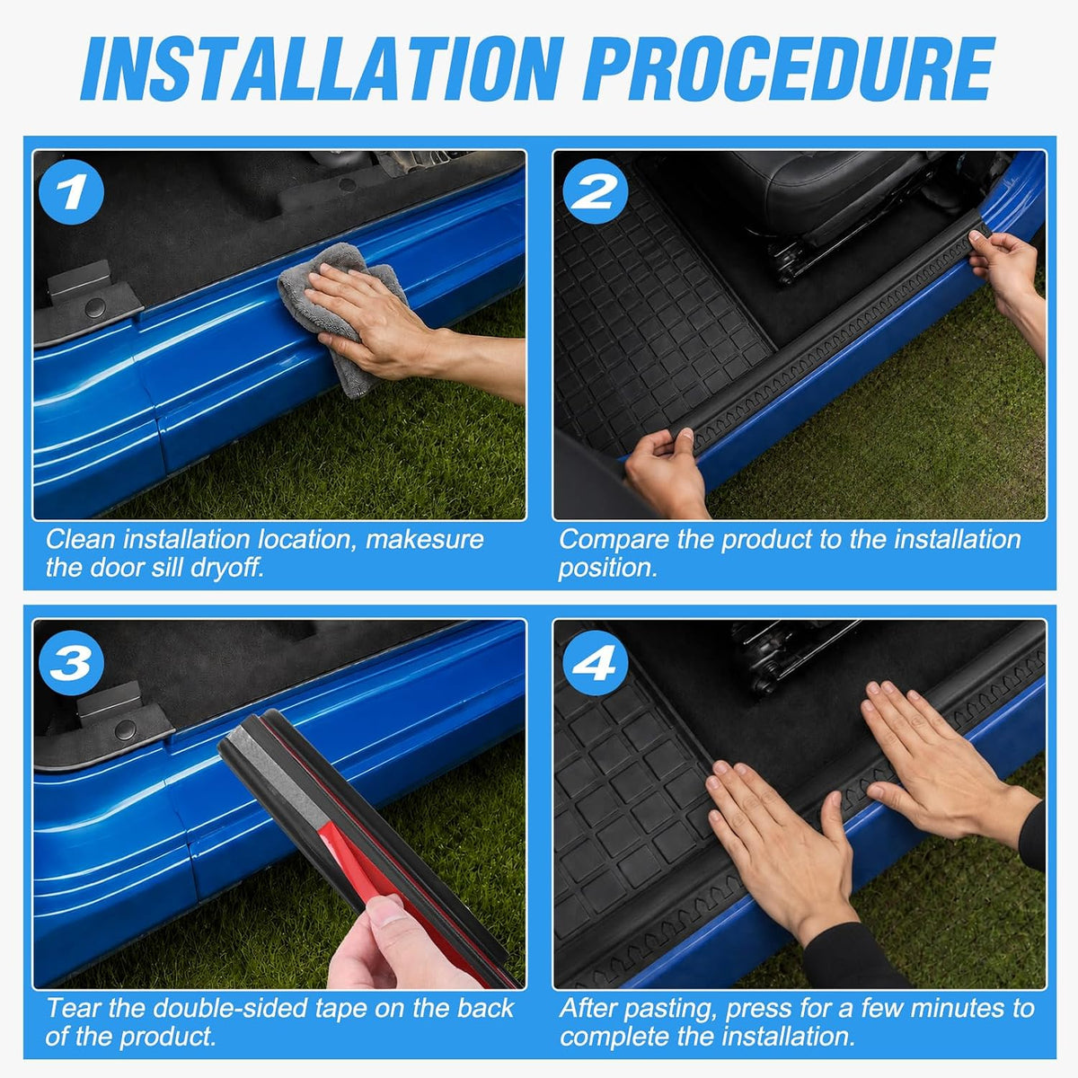 Nilight Door Sill Guards Kit TPE 2 Pcs Set-Black