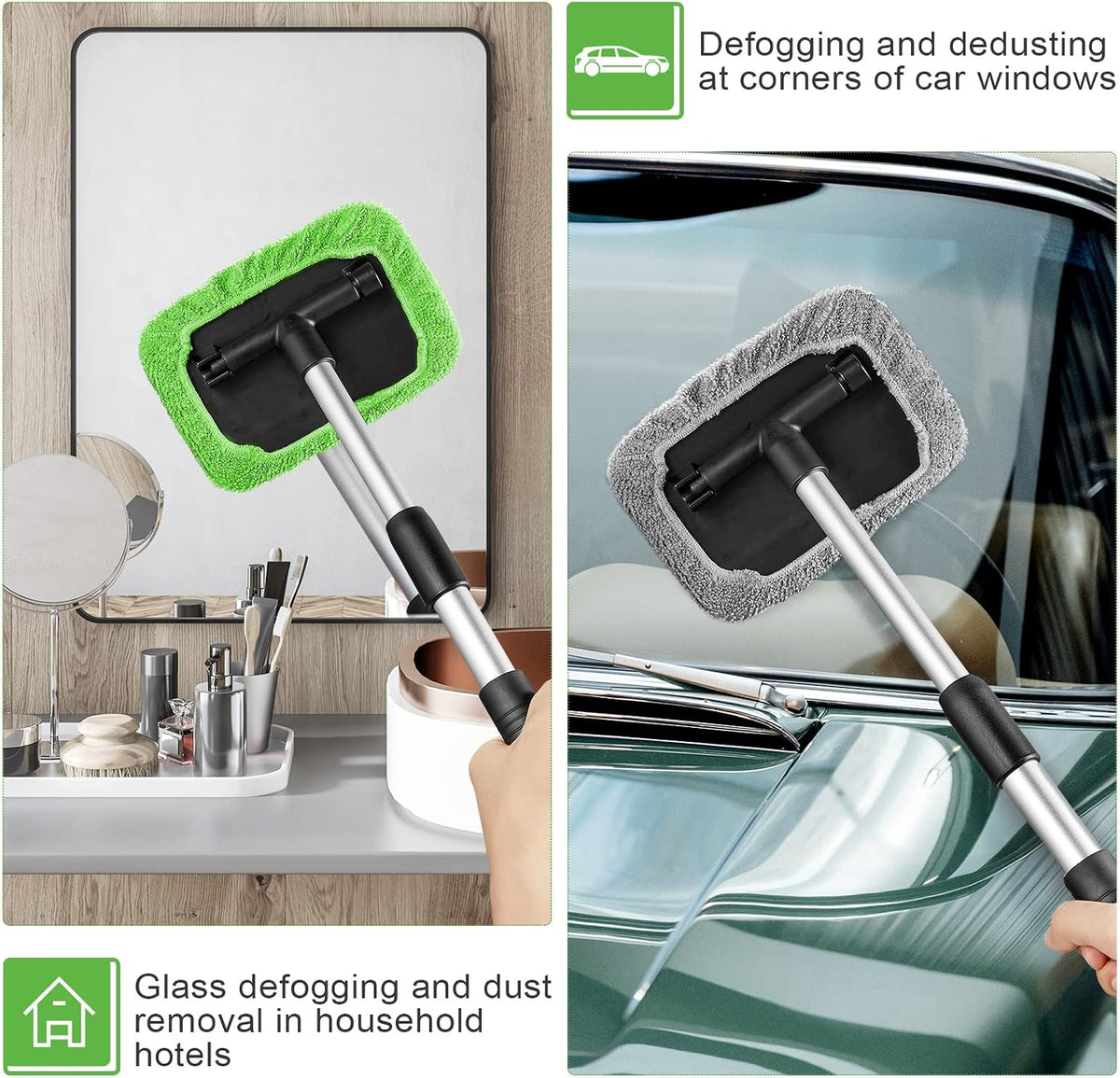 Tallew 2 Sets Windshield Cleaner Tool Car Window Cleaning Wash Kit with Detachable Handle 6 Microfiber Pads and 2 Spray Bottles Inside Windshield Cleaner Tool for Auto Glass Cleaning