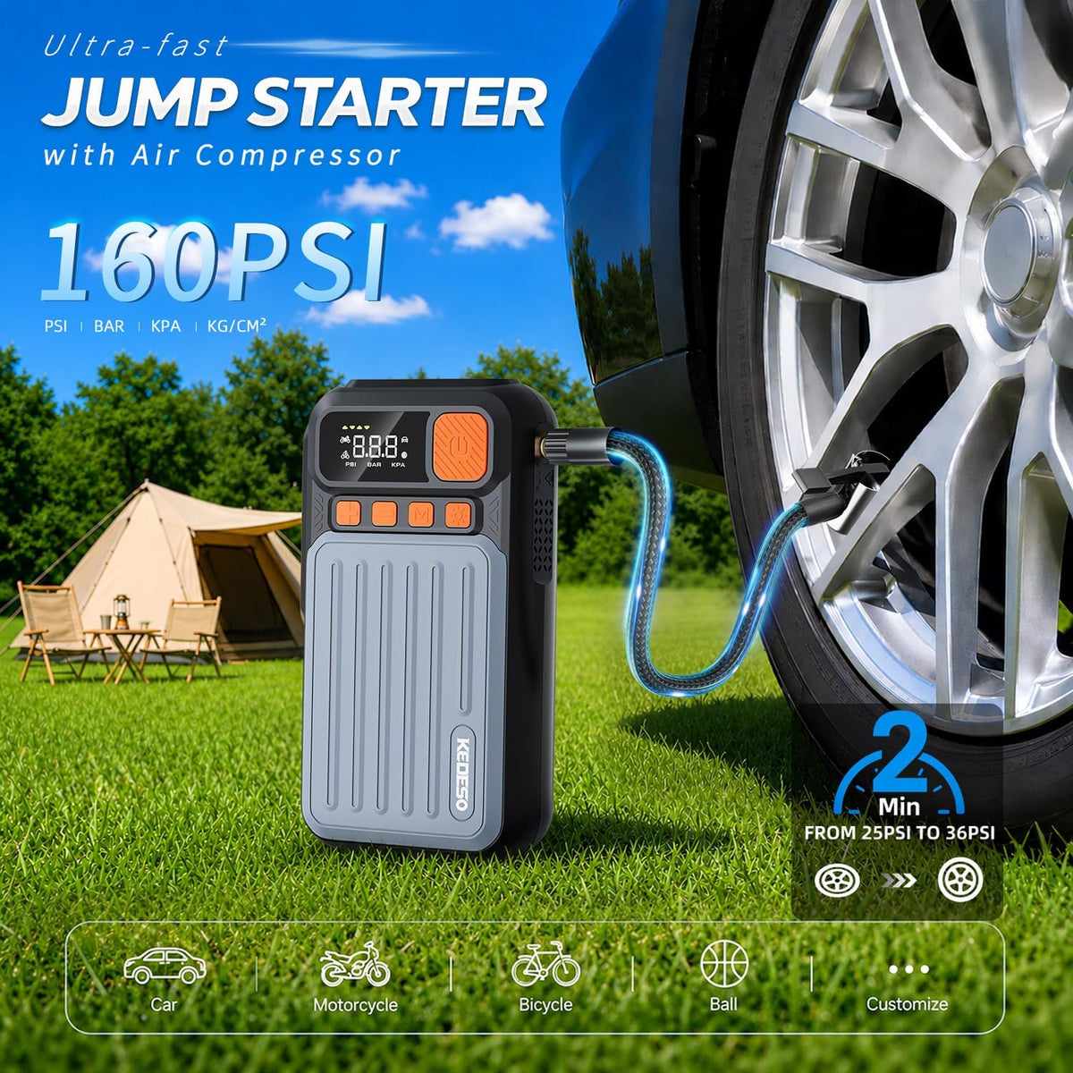 Car Jump Starter with Air Compressor Battery Jumper Starter Portable