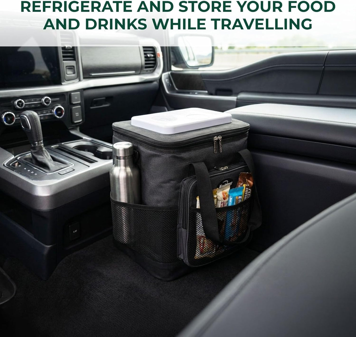 Koolatron Electric Portable Cooler Plug in 12V Car Cooler Bag, 14 qt (13 L) Black/Gray Soft-Sided No Ice Thermo Electric Portable Fridge for Camping, Adjustable Shoulder StrapTravel Road Trips.