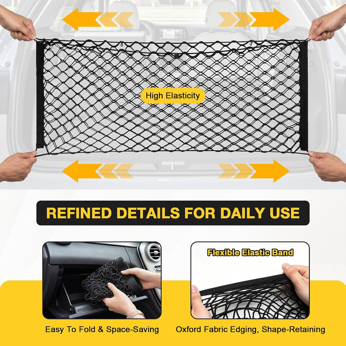 BFXM Cargo Net, 51.2"x17.7" Dual-Layer Nylon Cargo Net for SUV