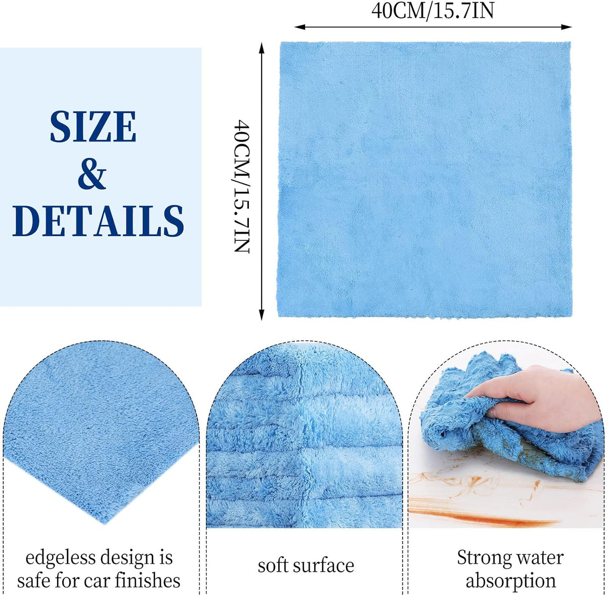 Tallew Car Microfiber Towels, Light Blue, 16 Pcs