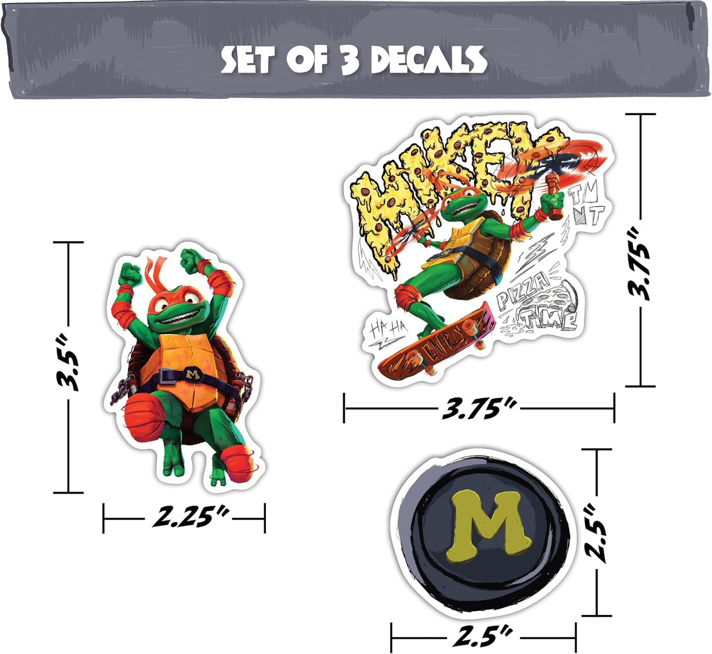 TMNT Teenage Mutant Ninja Turtles Vinyl Decals - Leo, Raph, Mikey, Donnie Mutant Mayhem Stickers for Car Water Bottle Bike Helmet Laptop Skateboard Outdoor Rated Water Resistant