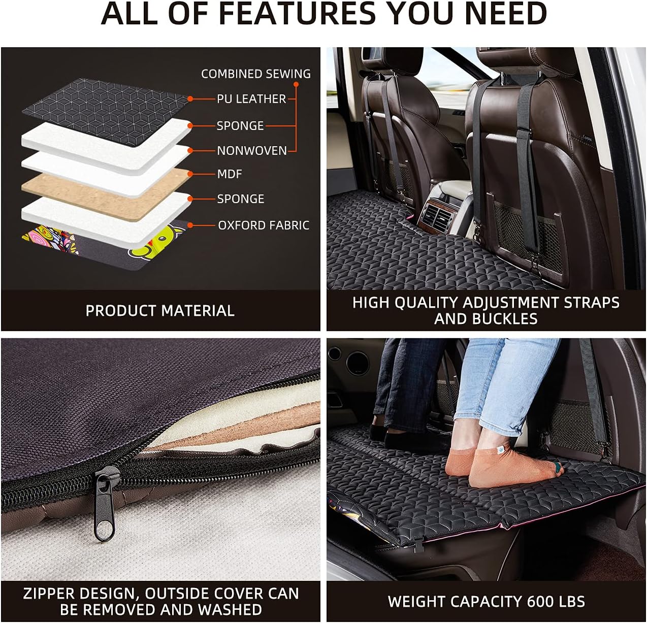ABE Non-Inflatable Car Mattress,Double-Sided Folding Car Bed Mattress SUV,Portable SUV Mattress,Camping Mattress Back Seat,Back Seat Extender for Dogs(Dinosaur World)