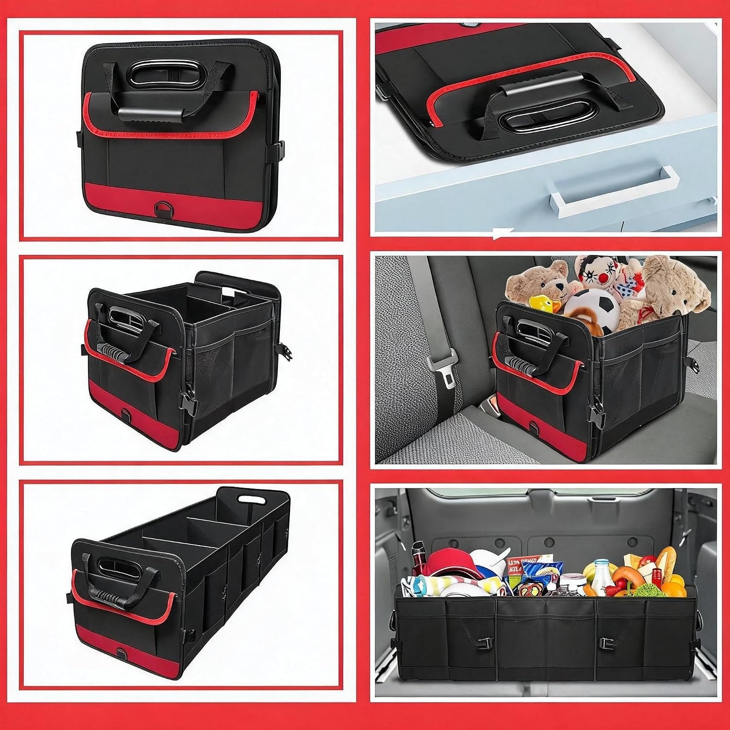 Car Trunk Organizer,Heavy Duty Collapsible 95 L Capacity Car Trunk Storage Organizer,Multi-Compartment Pockets, Adjustable Straps - Ideal for Travel, Camping, Shopping,Perfect for SUV, Truck, Sedan
