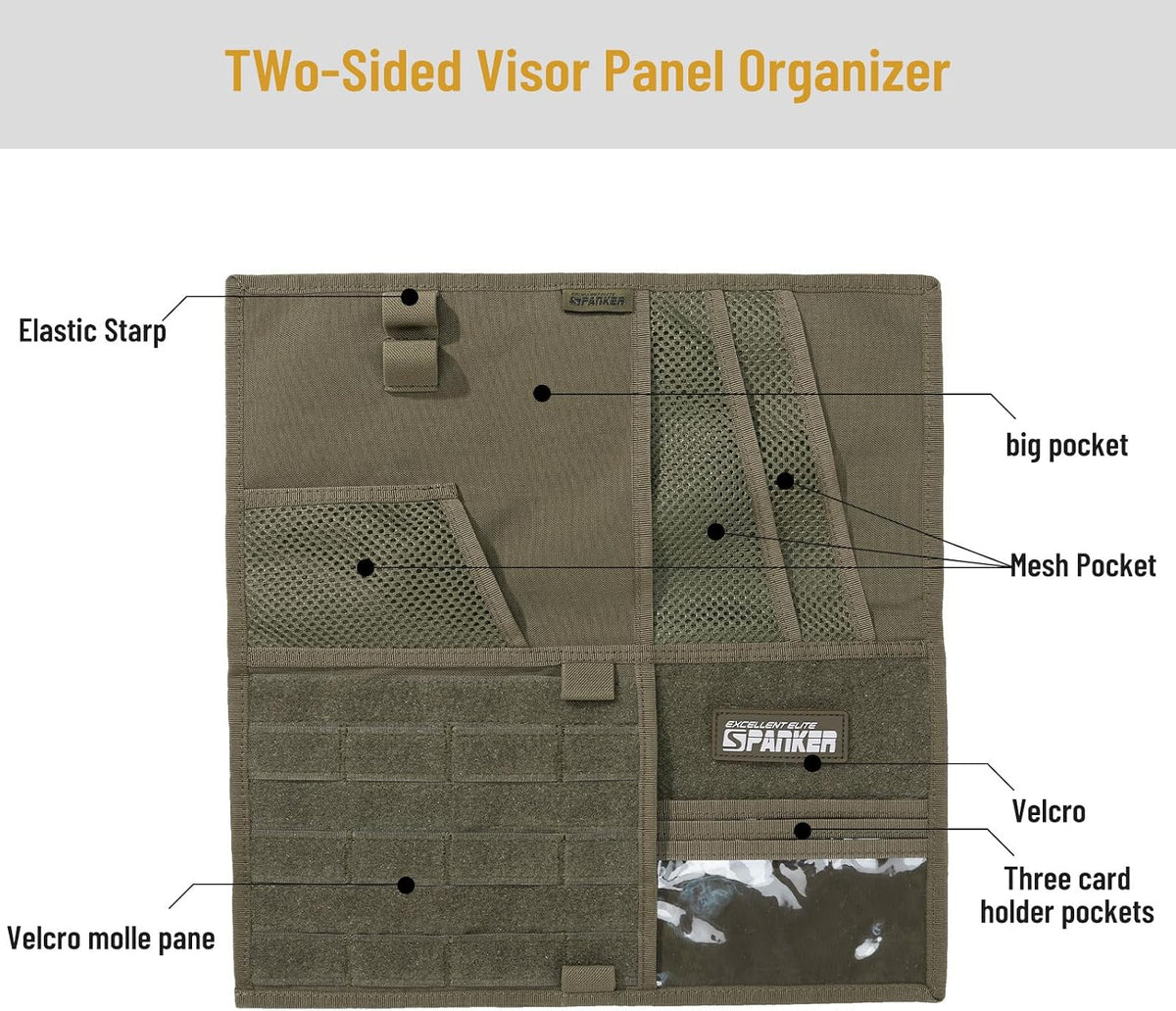 EXCELLENT ELITE SPANKER Tactical Car Visor Panel Organizer