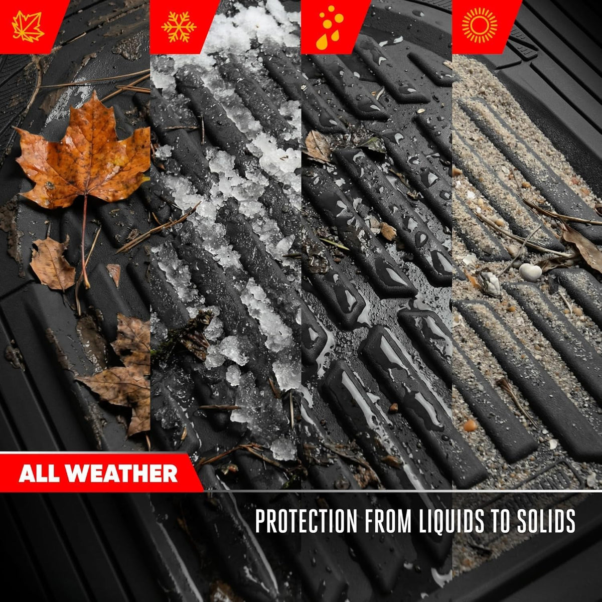 Motor Trend FlexTough LITE Rubber Car Mats Full Set with Cargo Liner - All Weather Floor Mats for Cars & SUVs - Automotive Waterproof Black Car Floor Mats for Cars Accessories Universal Trim-to-Fit
