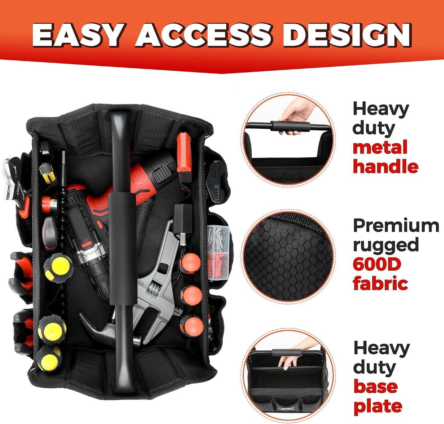 Detailing Caddy Organizer with Handle - Storage, Cars, & Cleaning Caddy for Supplies, Tools, & Home Improvement - Heavy Duty Car Detailing Supplies With Multi-Pockets & Collapsible Tote Design