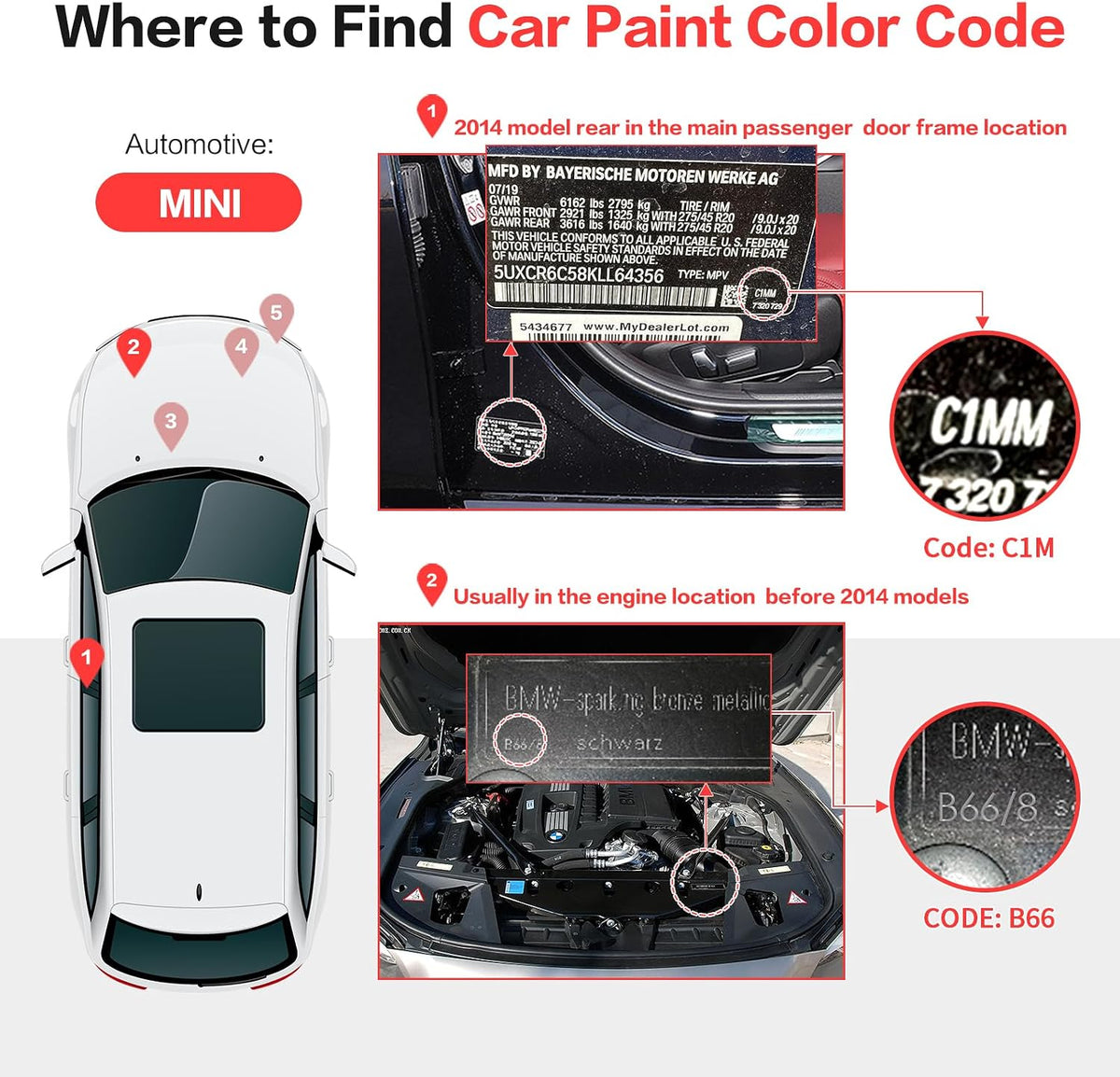Carhoo C4L Sage Green Metallic Compatible with MINI Cooper Exact Match Touch Up Paint Pen - 0.56 Fl Oz(16ml)