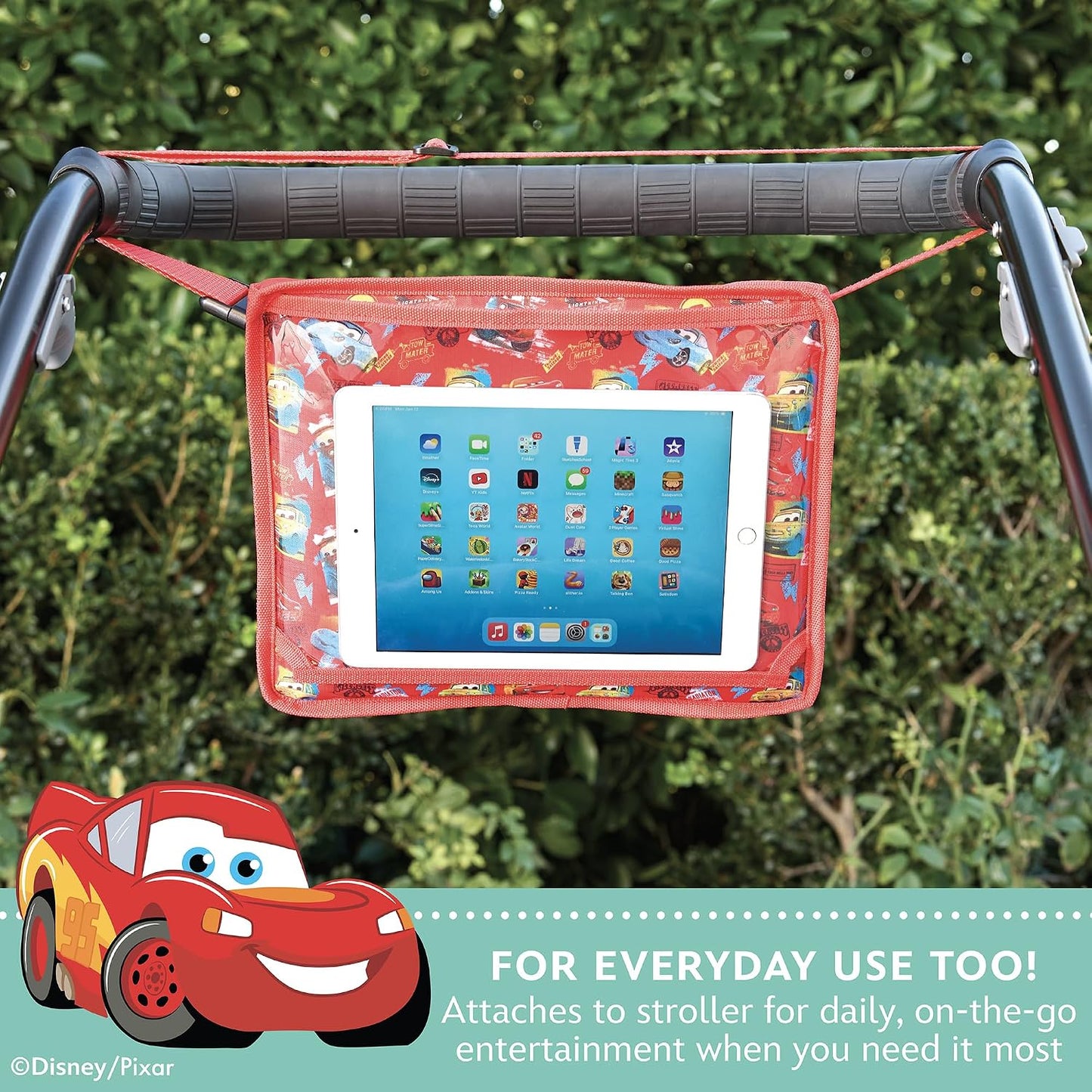 J.L. Childress Disney Baby 3-IN-1 Kids Travel Tray & Tablet Holder - Car Seat Lap Tray Desk for Toddlers, Road Trip Essentials, Activity Table, Travel Accessories - Cars