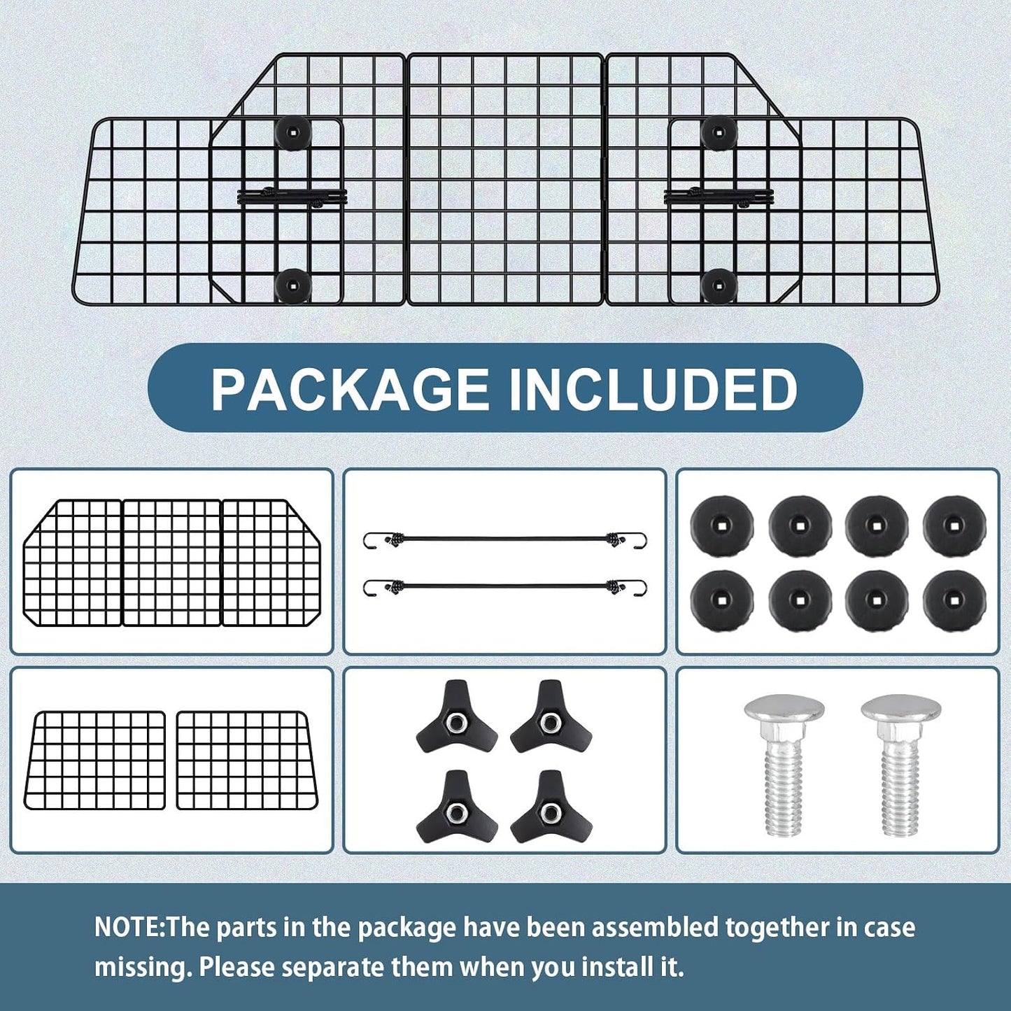 FEED GARDEN Dog Car Barrier for SUVs, Adjustable Universal-Fit Heavy-Duty Wire Mesh Pet Divider for Vehicles, Trucks, Vans, Car Accessories Safety Travel, Triple Folding (36.6"-60.6")