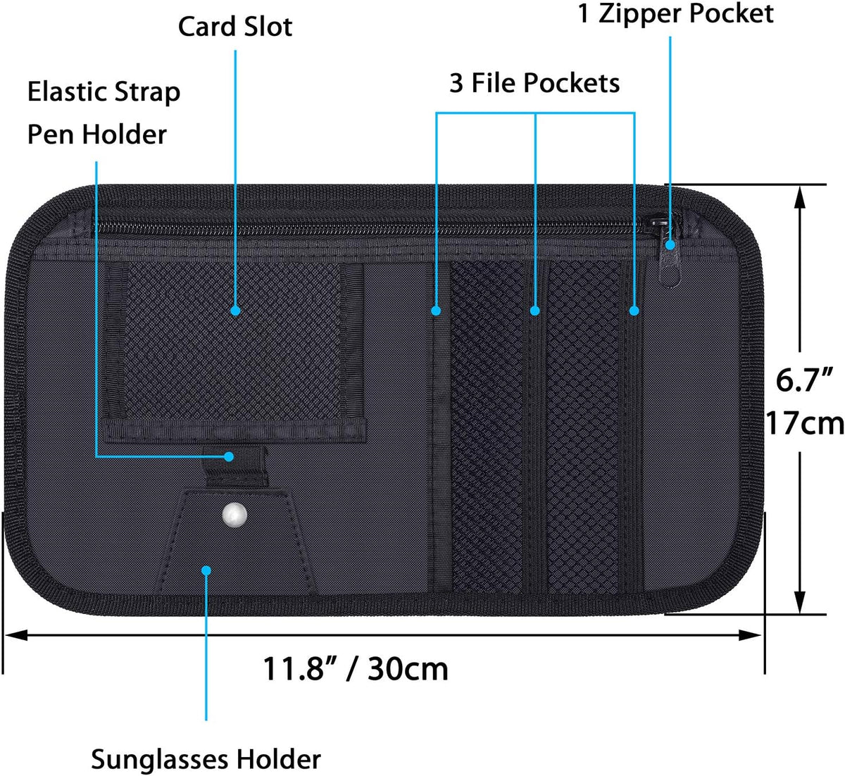 Wisdompro Car Sun Visor Organizer, Registration and Insurance Holder, Black