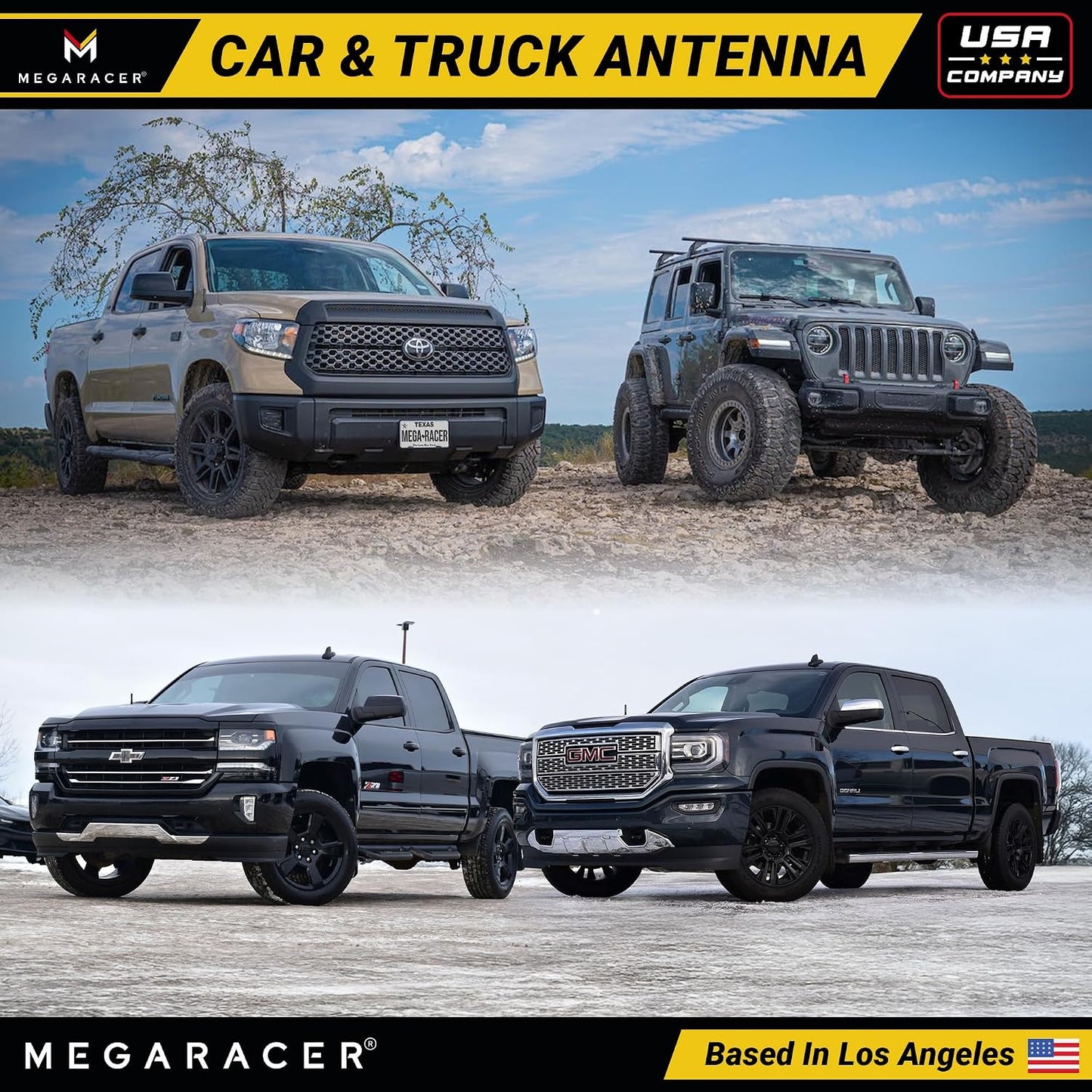 3" Short Black Carbon Fiber Truck Antenna for Ford F150 F250 Bronco RAM 1500 Chevy Silverado GMC Sierra Wrangler Gladiator Tundra Tacoma RAV4 Rogue, Car Wash Safe, Small Stubby Replacement Accessories