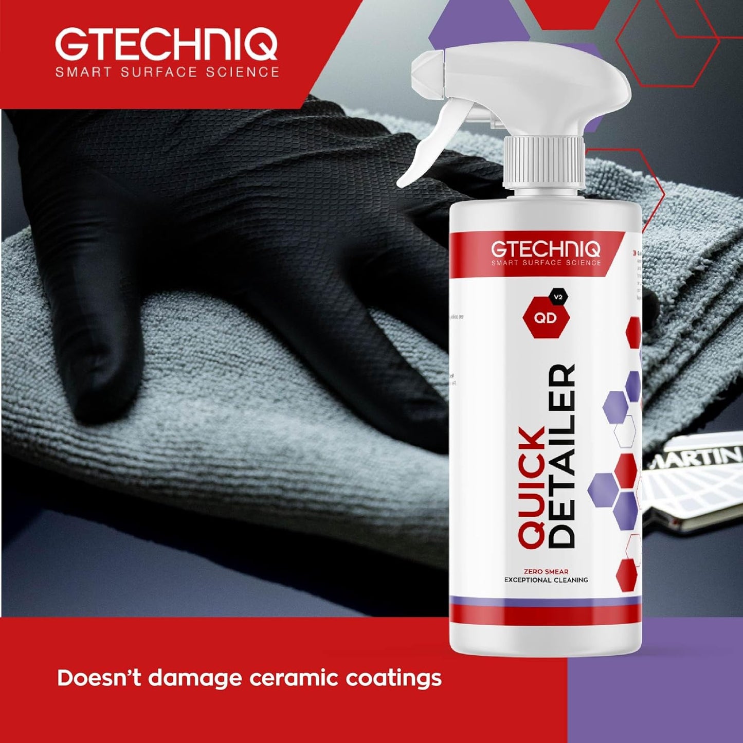 Gtechniq Quick Detailer Spray Car Polish, 17 fl oz | Removes Fingerprints and Watermarks, Enhances Protection and Shine, Easy to Apply and Long-Lasting Results