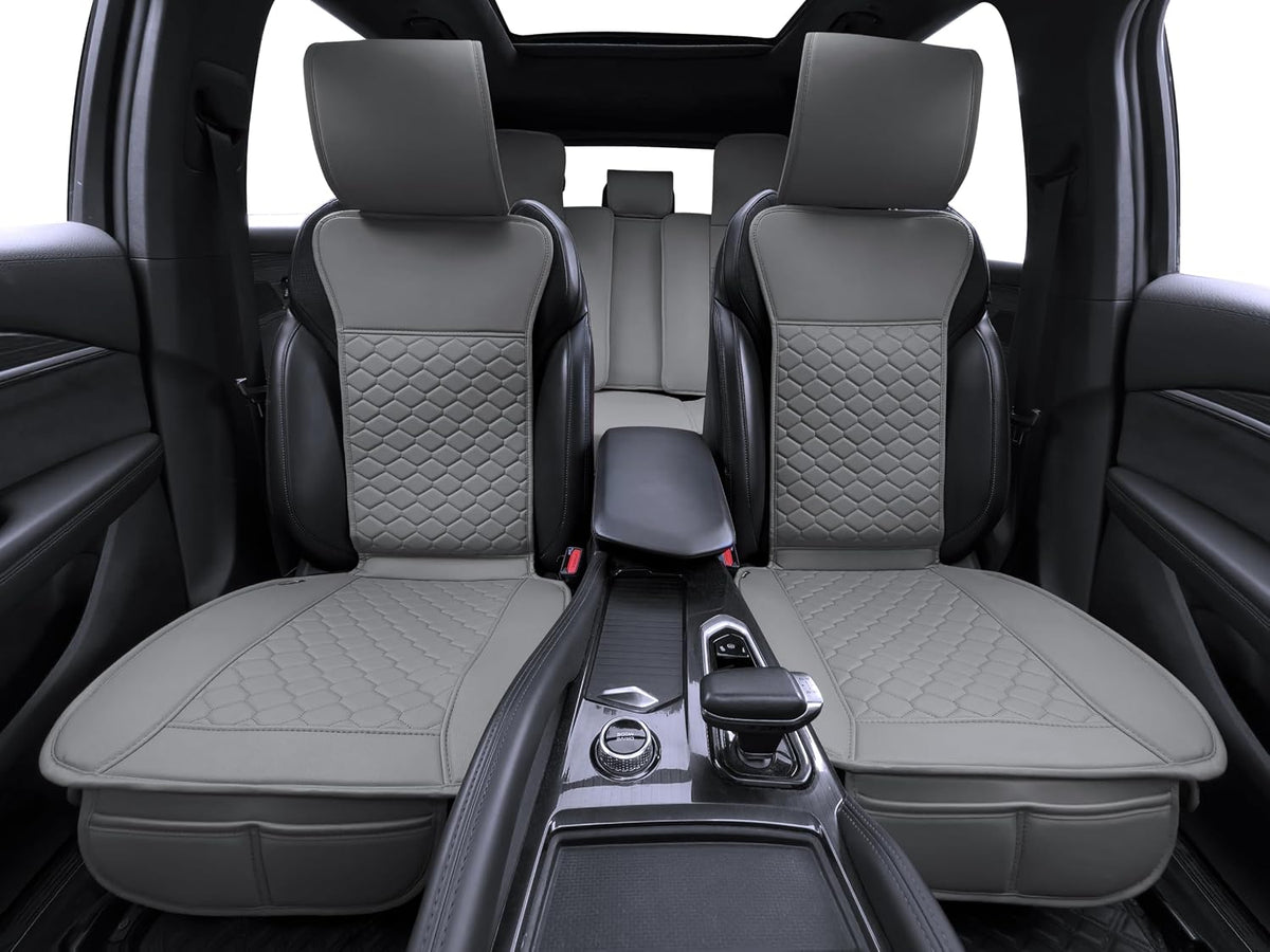 Elantrip Car Seat Cover Full Set Leather Waterproof Front Rear Gray