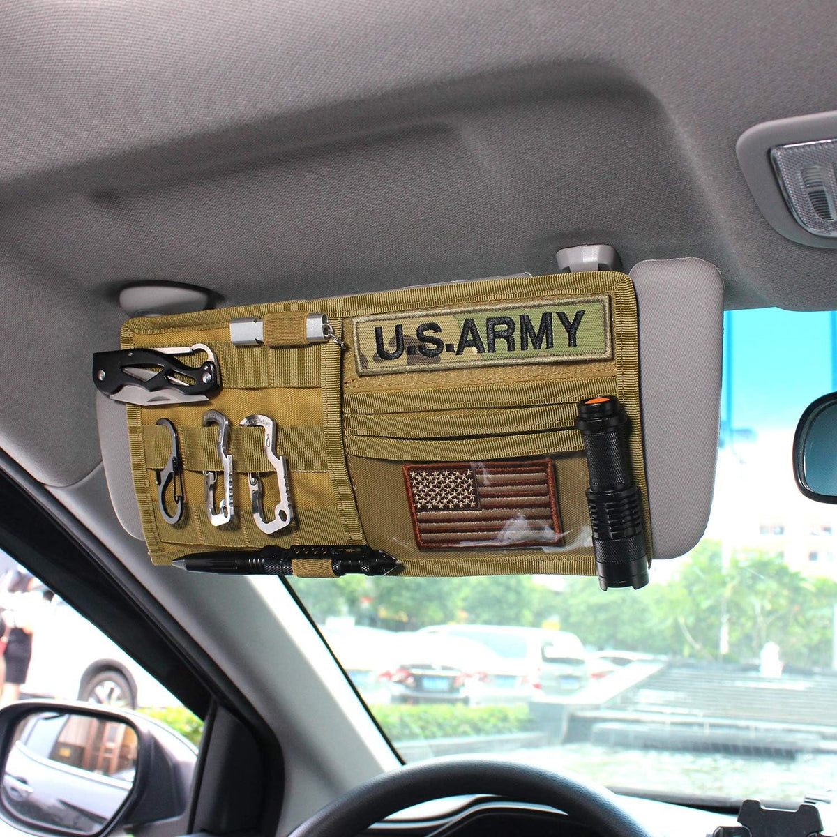 WYNEX Car Sun Visor Organizer MOLLE Panel Fit Most Cars