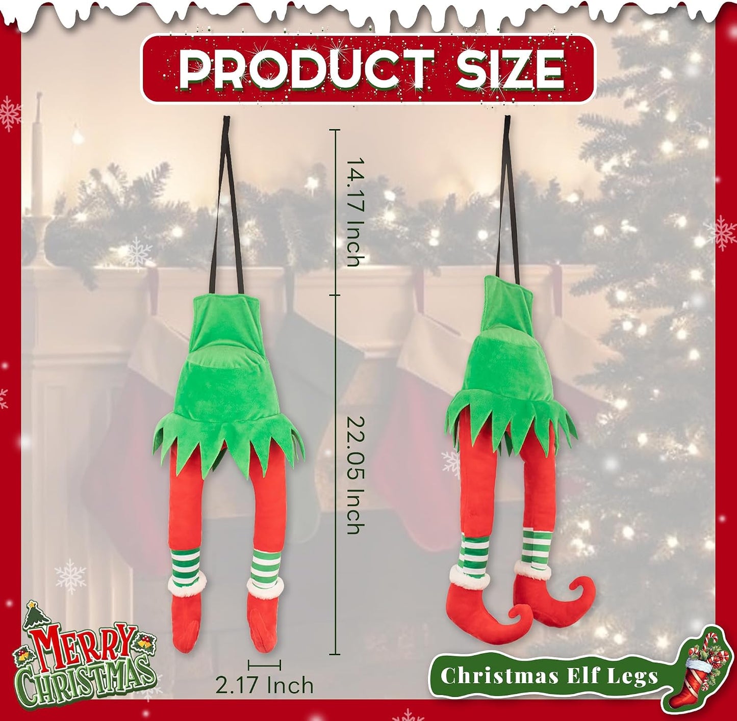 22 Inch Christmas Stuffed Elf Legs for Trunk of Car and Tree Decorations, Hanging Santa Legs Christmas Car Auto Accessories Decor Indoor Outdoor, Pack of 1