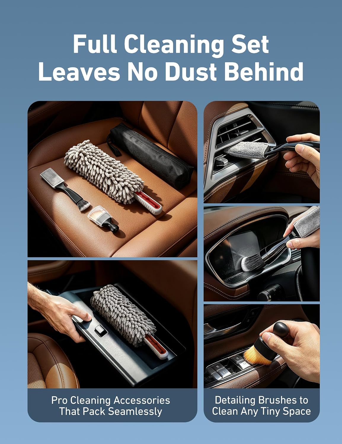 AstroAI Car Duster Kit, Microfiber Interior Cleaning Brush