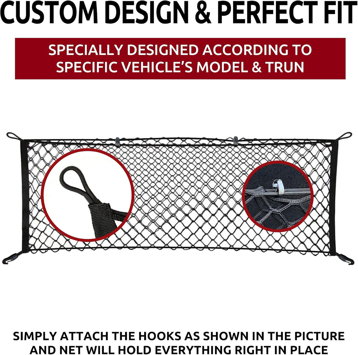 Envelope Style Automotive Trunk Mesh Cargo Net for Kia EV6 Light Wind GT-Line 2022-2025 - Premium Trunk Organizer and Storage - Luggage Net for Crossover - Best Car Organizer for Kia EV6