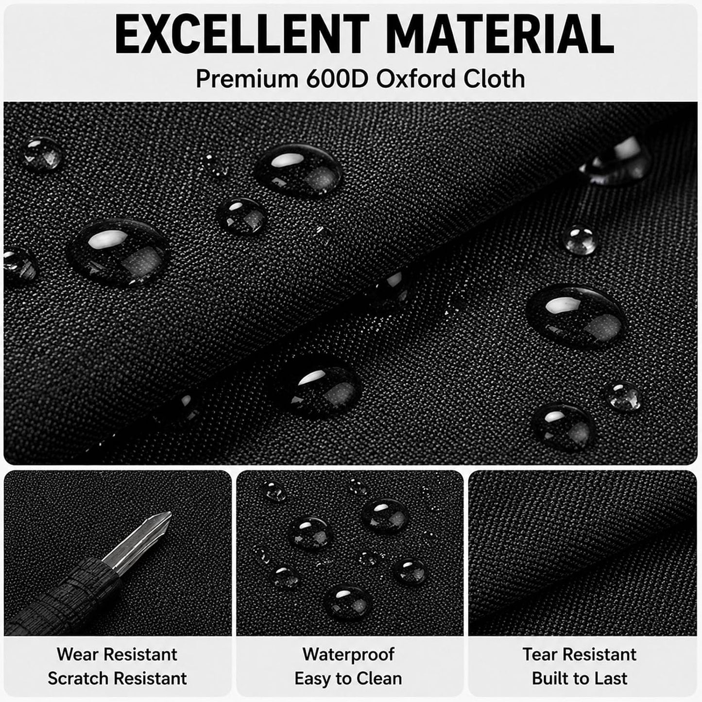 Car Trunk Organizer, Waterproof Backseat Hanging Large Storage with Adjustable Straps, Collapsible Cargo Bag with 4 Pockets, Sturdy Space Saver Frees Trunk Floor for SUV, Truck, MPV (Black)
