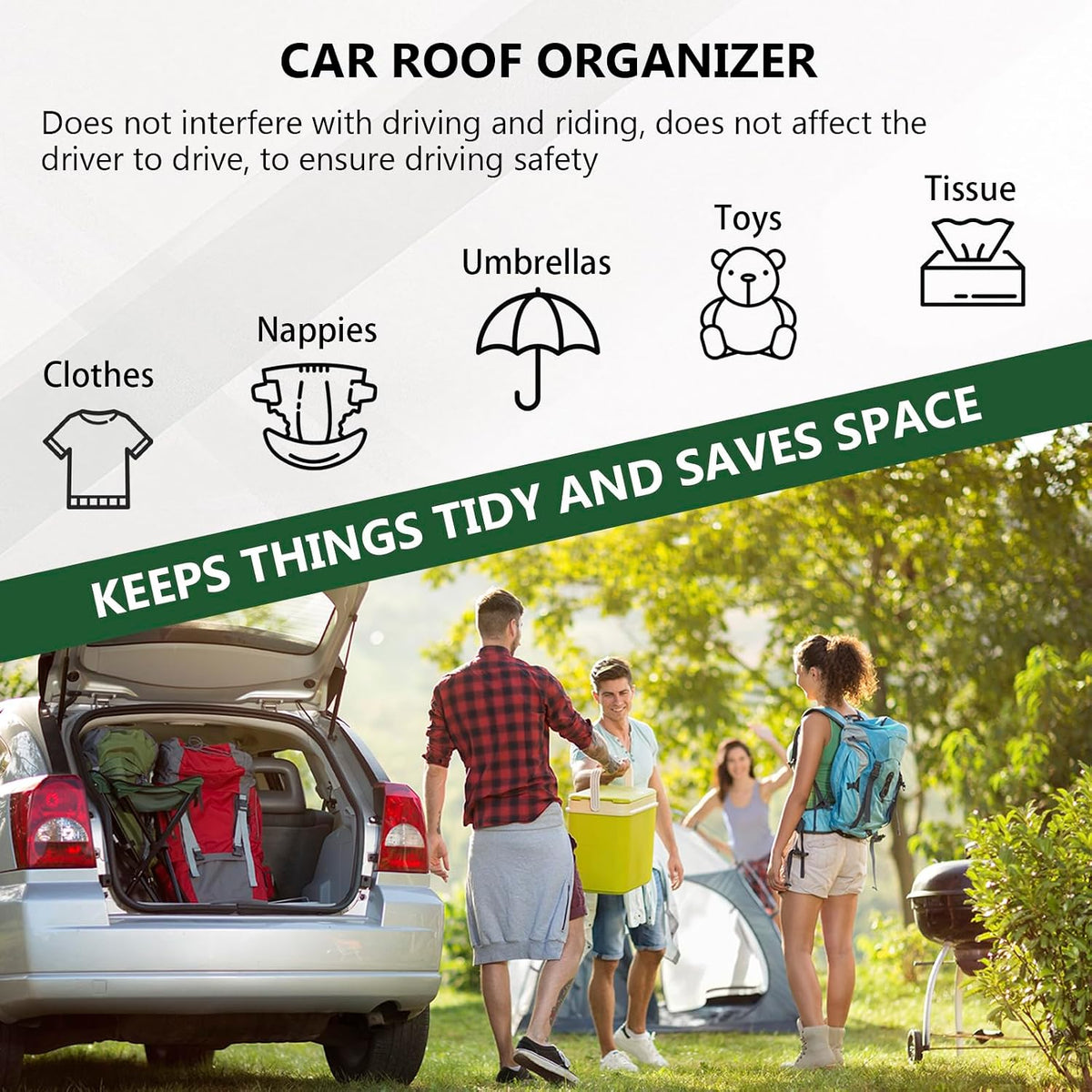 Car Ceiling Cargo Net Double Layer Mesh Organizer