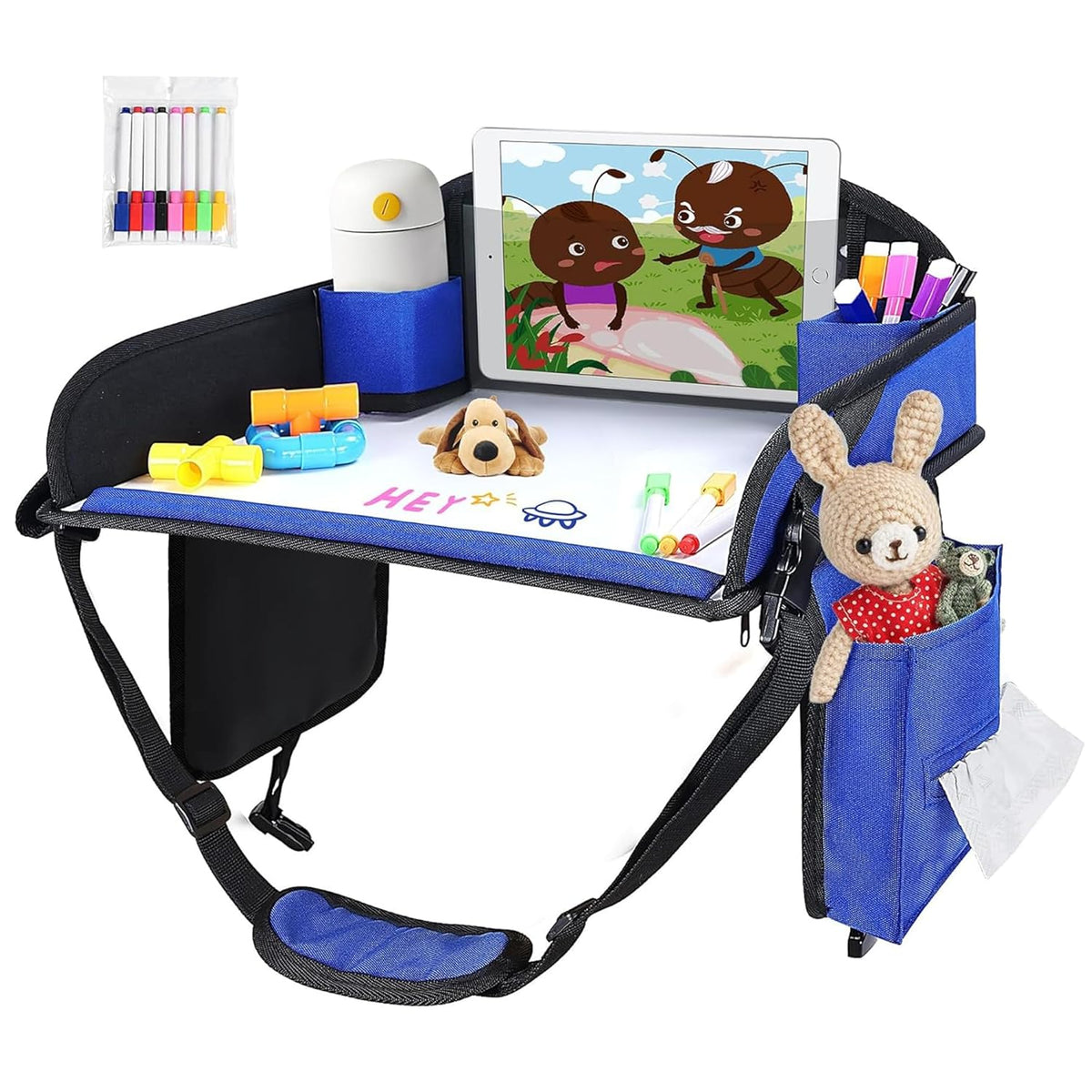 Kids Lap Desk Tray for Road Trip Activities, Portable Blue 1PCS