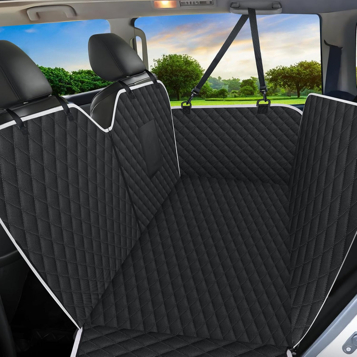 Meolsaek Dog Car Seat Cover, Mesh Window Hammock Back Seat Cover for Dogs