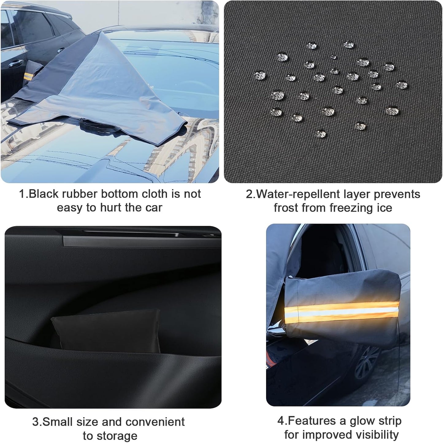 Windshield Cover for Ice and Snow, Car Windshield Protector for Winter Frost Ice Snow Sleet Protection, Includes Anti-Theft Straps, Side Mirror Protector for Cars SUVS Vans Truck Van, Medium (72"x42")