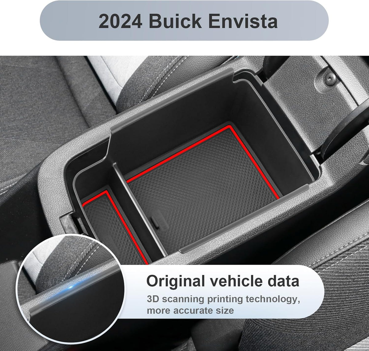 SKTU for 2024 2025 2026 Buick Envista Accessories Center Console Organizer 2024 2025 2026 Envista Insert ABS Materials Tray 2024 2025 2026 Envista Accessories Console Tray (Red)