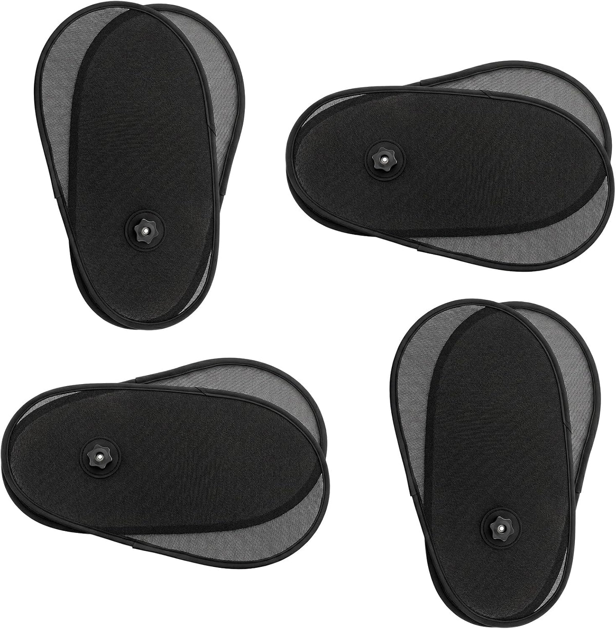 4PCS Car Window Shade Rotatable Mesh Sun Blockers for Auto, Adjustable UV Glare Protection Driver Side Window Sunshades with Strong Suction Cups, Universal Fit for Most Vehicles, Black PP Nylon