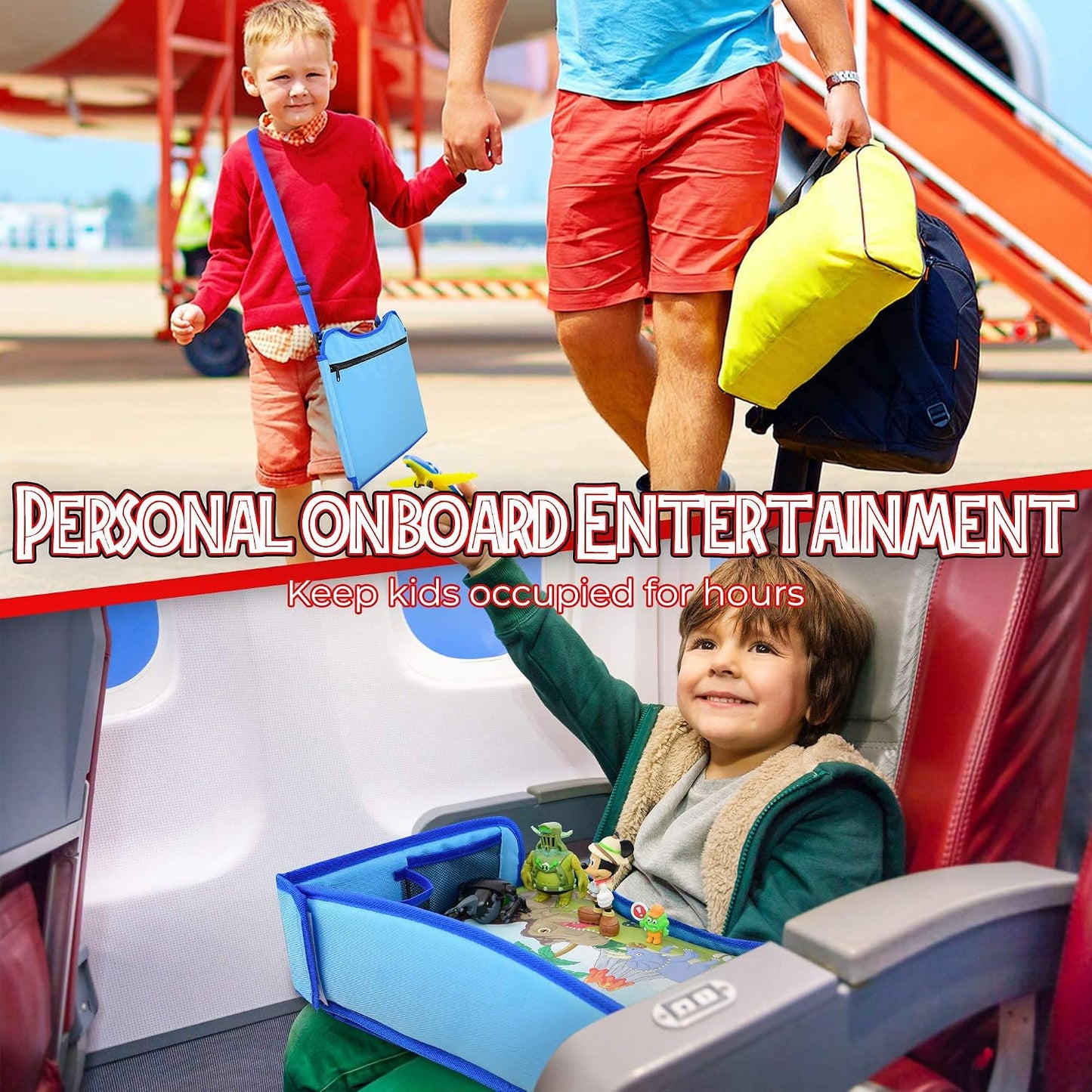 ecoZen Lifestyle Kids Travel Tray & Toddler Lap Desk Organizer - Airplane and Car Seat Table for Road Trip Essentials - Airplane Must Haves for Toddlers - Carseat Tray Kid Travel - Lap Table