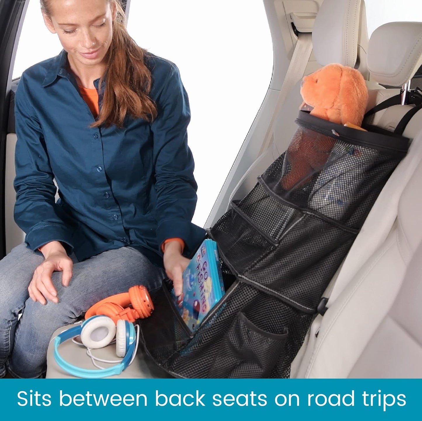 High Road Multipurpose Car Storage Organizer with Mesh Bins - SUV Trunk Organizer, Passenger Seat Organizer or Back Seat Storage Caddy