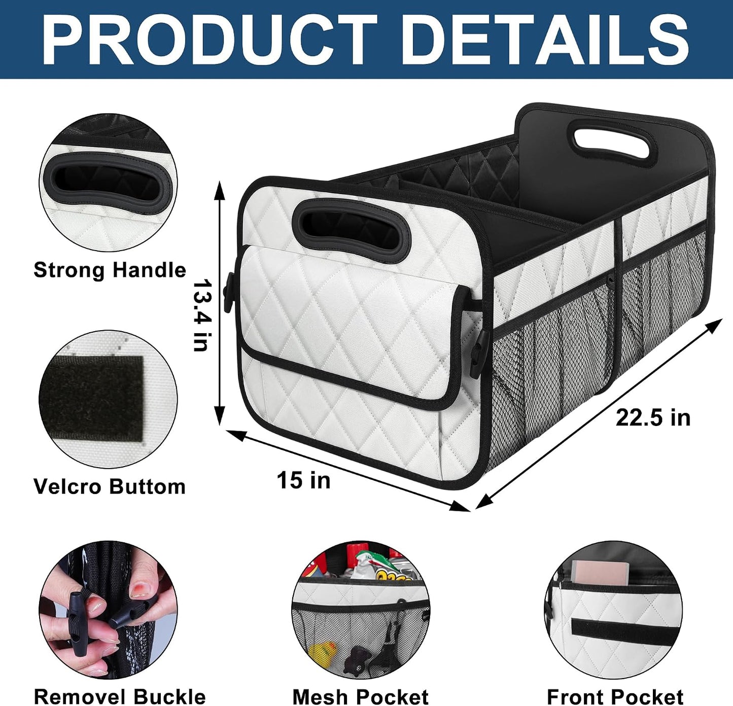 Deosk Car Trunk Organizer for SUV, Car Organizers and Storage with Reinforced Handles, Car Accessories for Women/Men 70L Waterproof Polyester Trunk Organizer(Large, Beige)