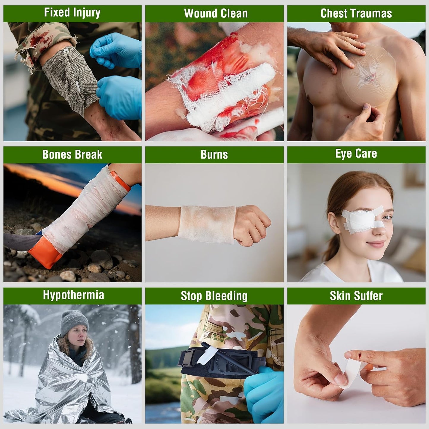 Premium IFAK Trauma Kit with Tourniquet, 36" Splint, Israeli-Bandage | Survival Emergency Prepare Equipment Bag, For Home, Outdoor, Heavy-Duty Workspace, School, Car