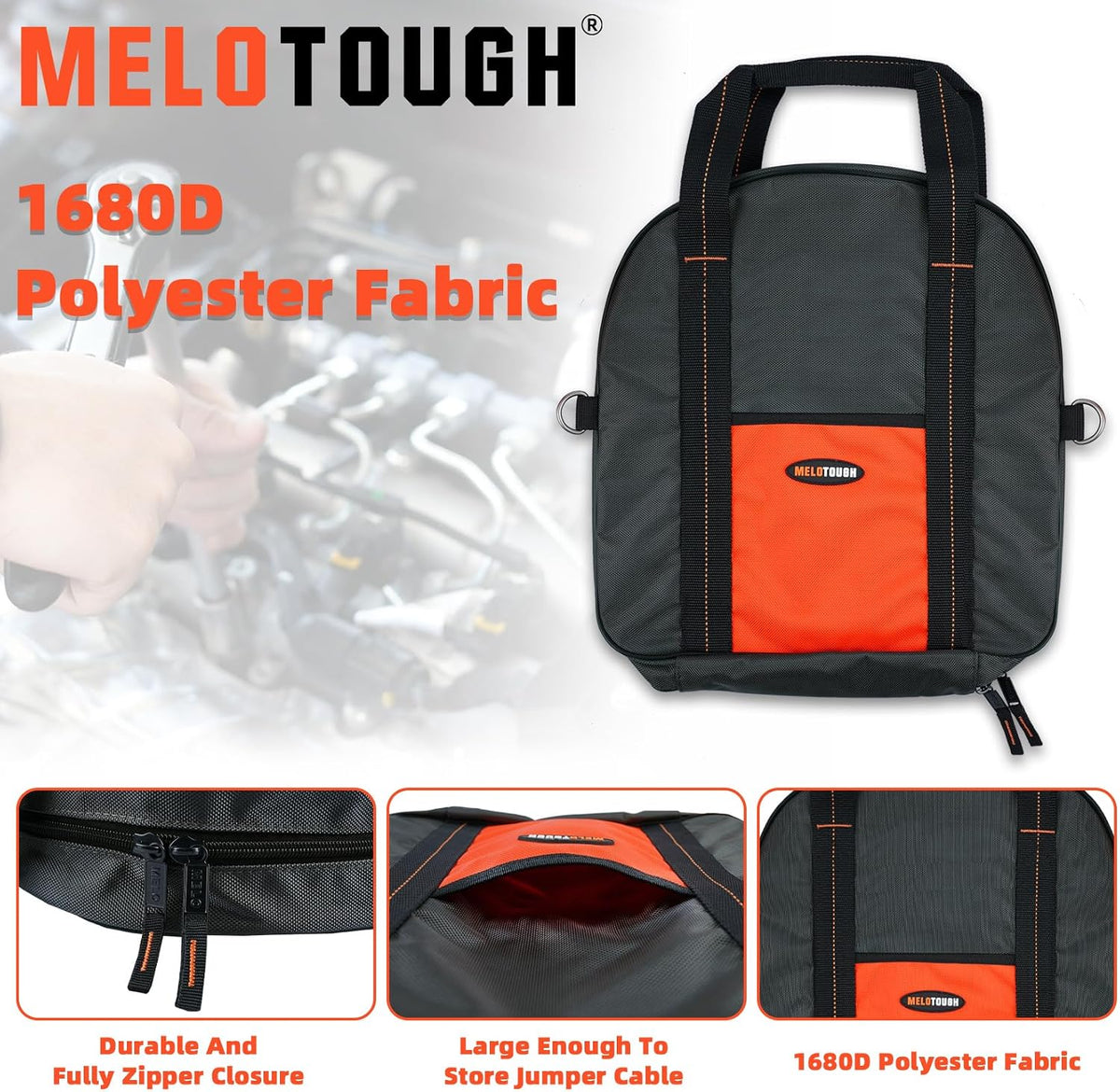 MELOTOUGH Jumper Cable Bag Storage Organizer for EV Charging Cables