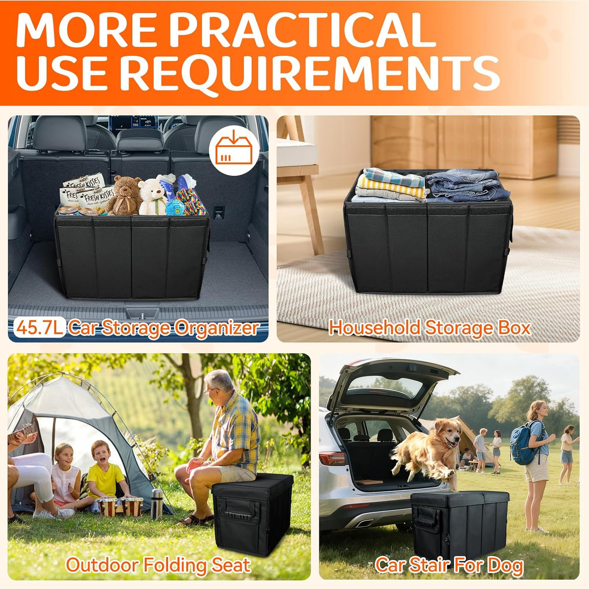 Car Seat Extender for Dogs, Backseat Extender for Large Dog up to 180 LBS, Foldable Back or Front Seat Extender for Most Cars Car Organizer Gap Filler