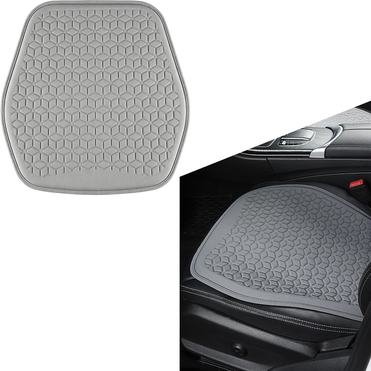 Thin Gel Car Seat Cushion, Non-Slip & Comfortable Automotive Front Seats Cushion Pad for Driver, Breathable Vehicle Interior Mat Cover Accessories，Gray
