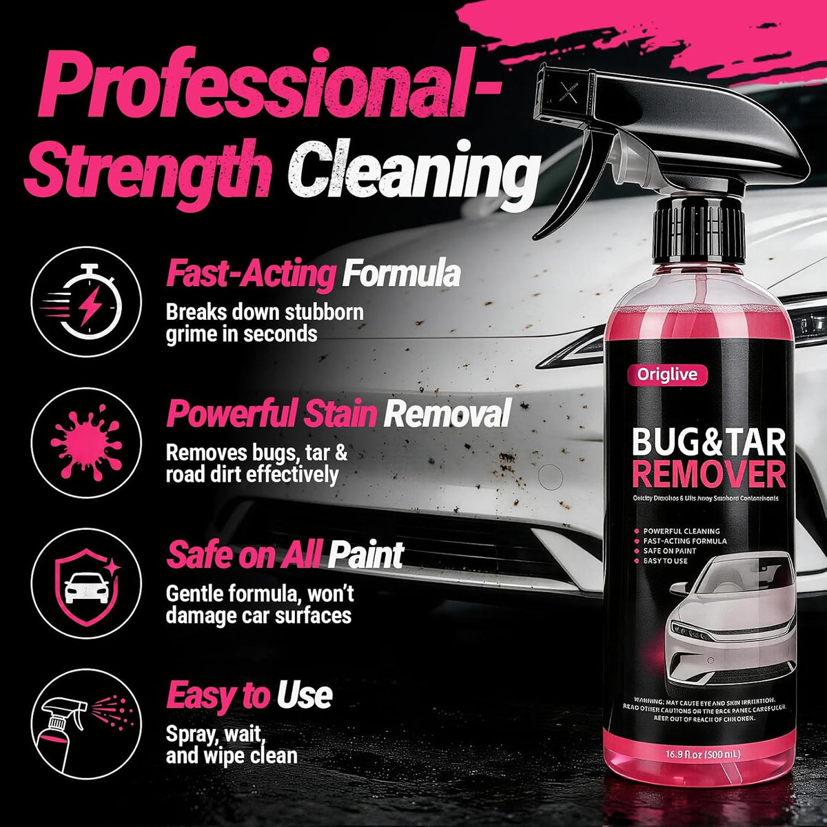 Bug & Tar Remover, Heavy Duty Exterior Car Cleaner, Safe on Paint