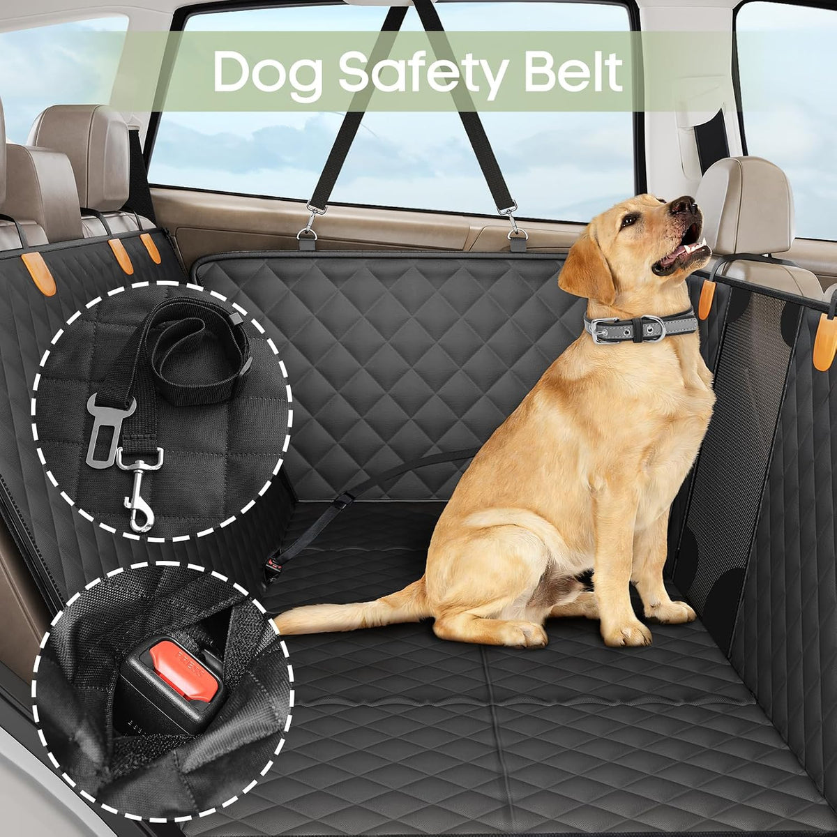 Dog Car Seat Cover for Back Seat, Hard Bottom Back Seat Extender