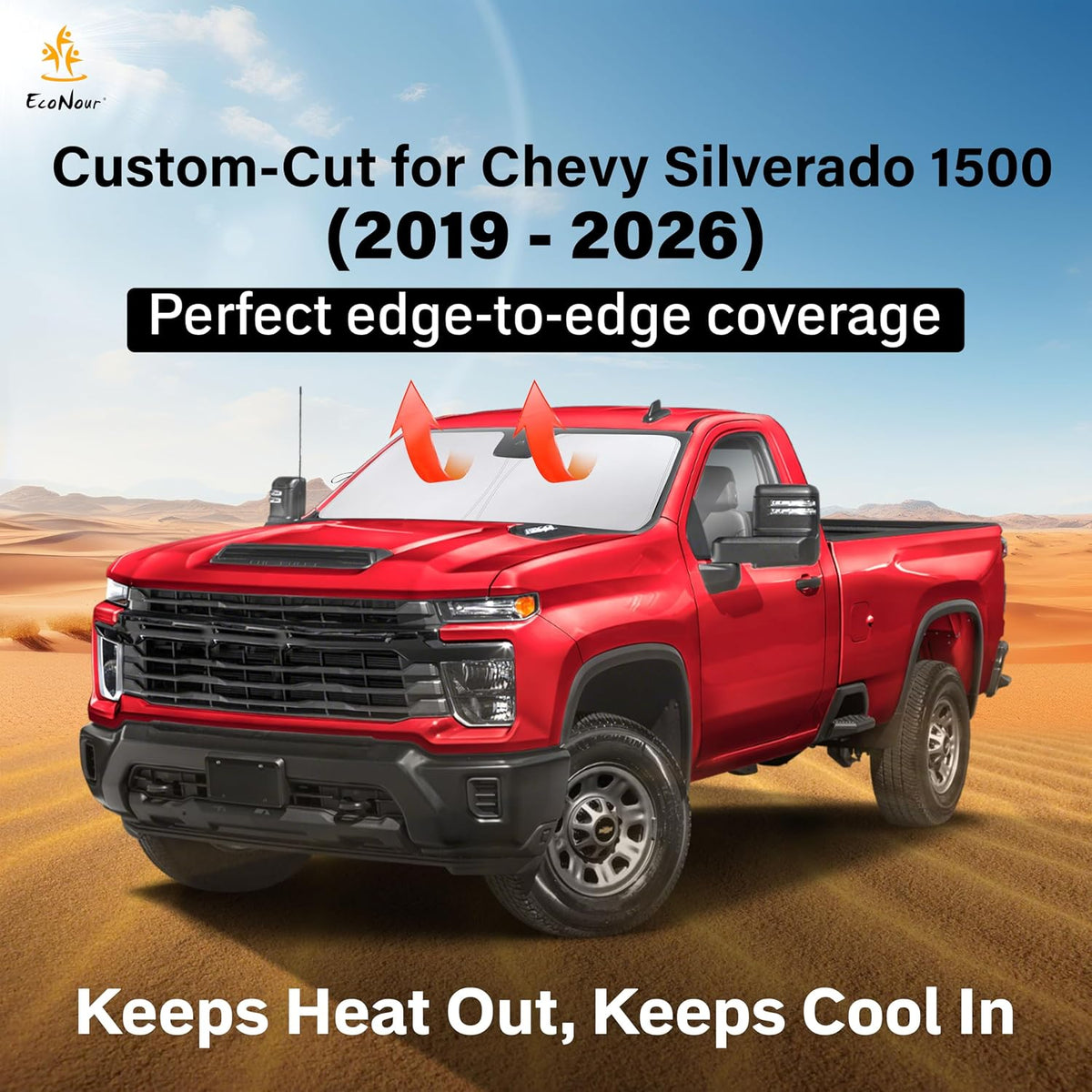 Windshield Sunshade Compatible for Chevrolet Silverado 1500 2019-2026